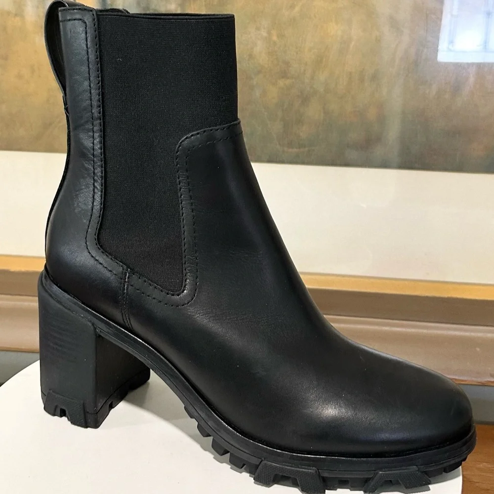🌹RAG & BONE🌹 Shiloh Mid Leather Chelsea Boot In Black Size: 41 - Picture 3 of 16